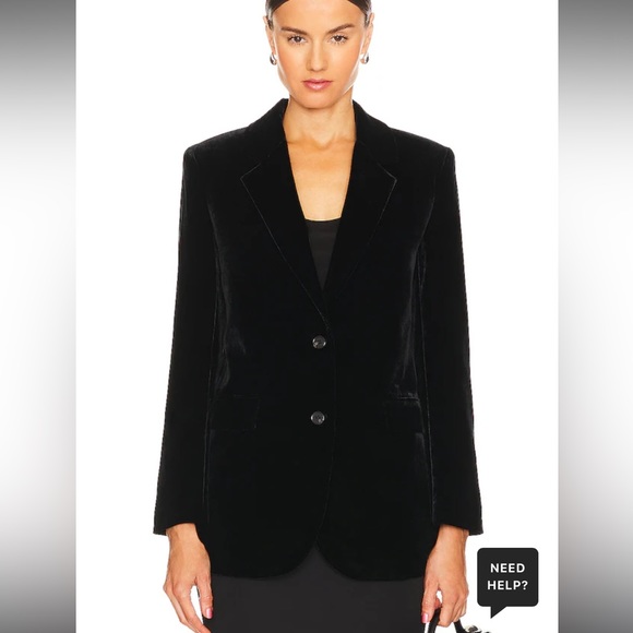 Theory Slim Tailored Velvet Jacket in Black - Picture 2 of 8